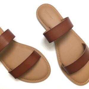 NEW! Old Navy Whiskey Brown Faux Leather Flat Slide Sandals - 10
